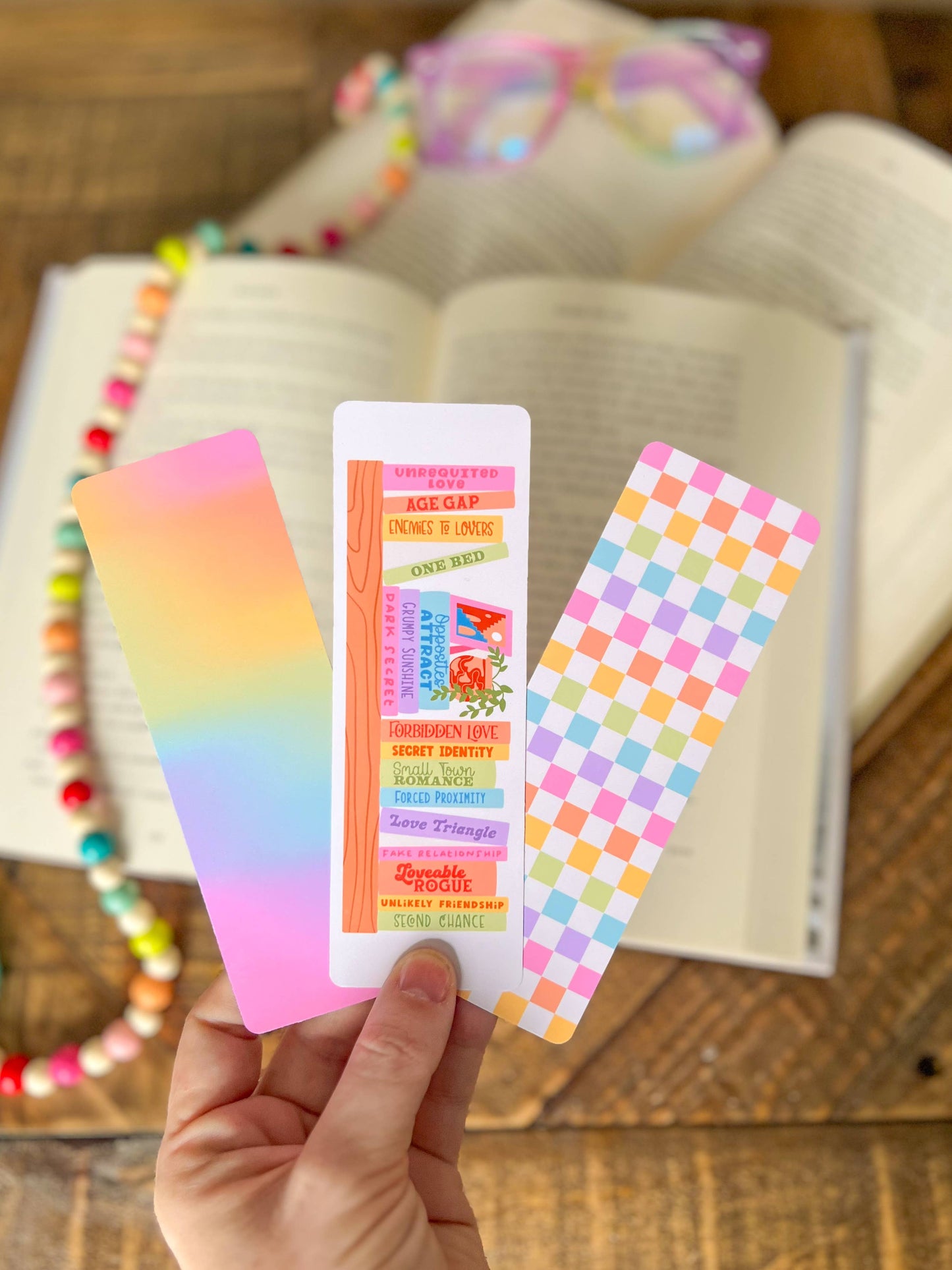 Book Trope Bookshelf Bookmark Set, Warm Tone: Book Tropes / Soft Touch Matte