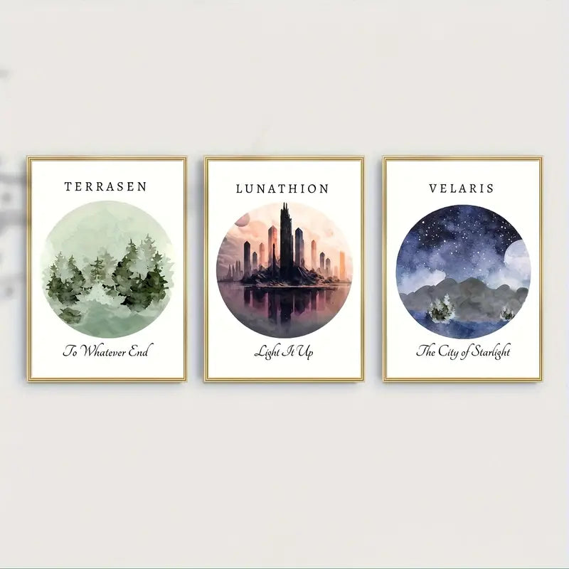 3-Piece Unframed Maasverse Watercolor Art Poster Set