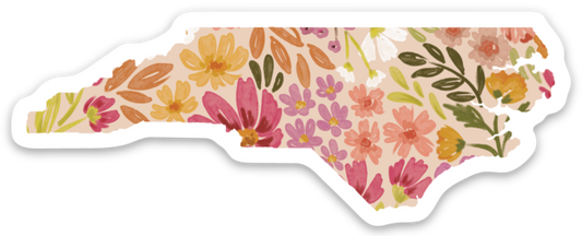North Carolina Floral State Sticker 3.5x2in.: Primrose Petals