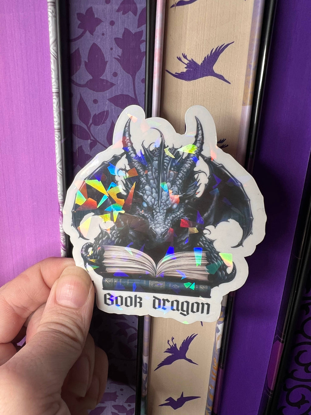 Book Dragon Holographic Sticker