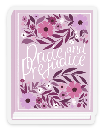 Clear Pride and Prejudice Sticker 2.1x2.8in