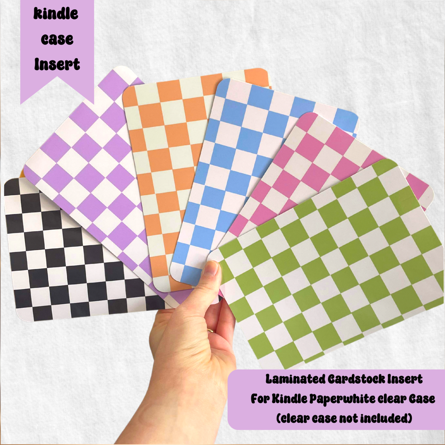 Checkered Clear Case Kindle Inserts for Book Lovers: Green