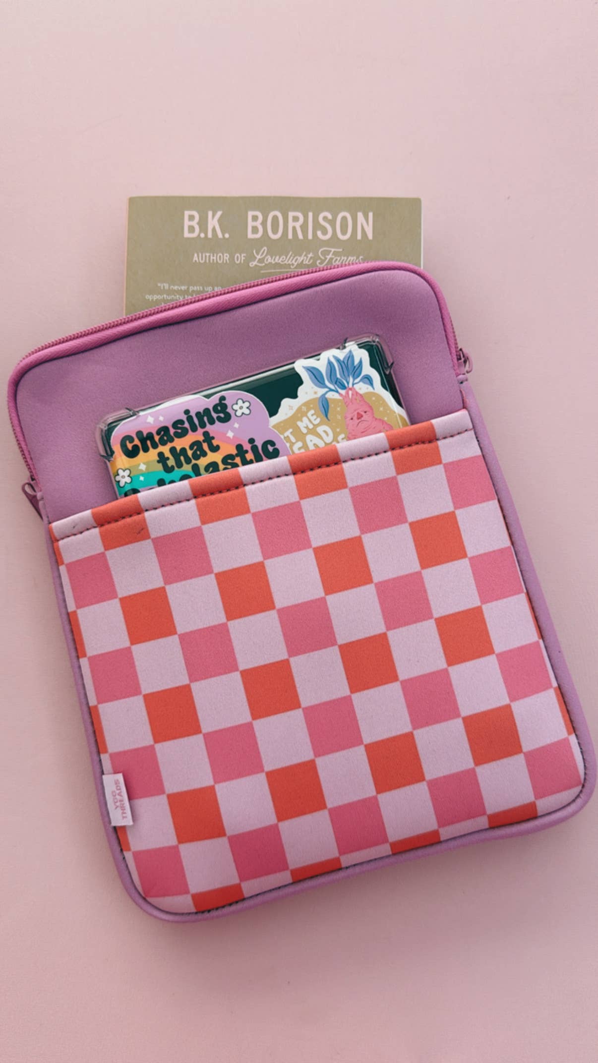 Checker Zipper Book and Kindle/E-Reader Sleeve