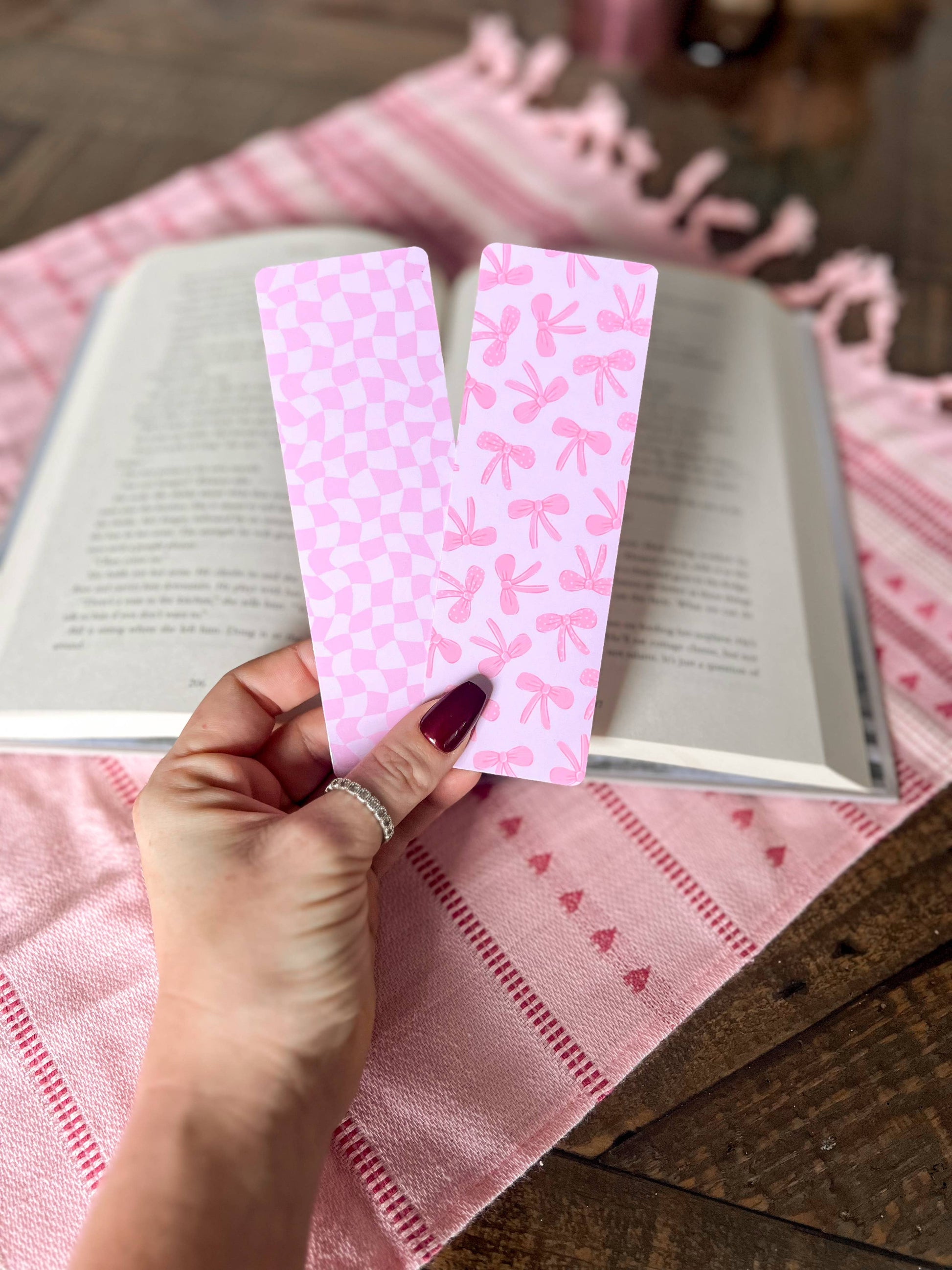 Pink Coquette Bow Bookmark: Soft Touch Matte