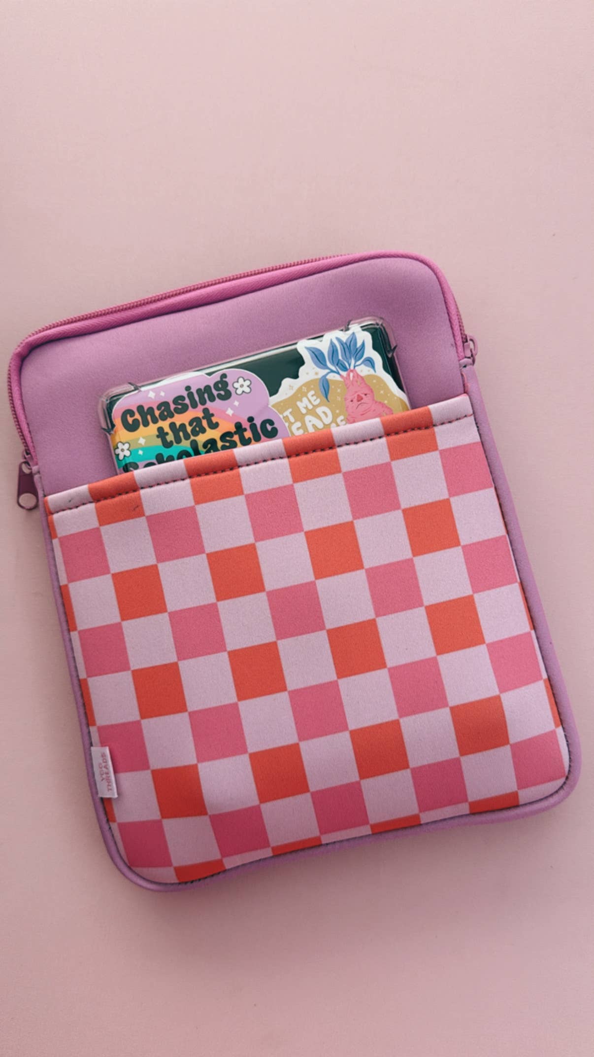 Checker Zipper Book and Kindle/E-Reader Sleeve