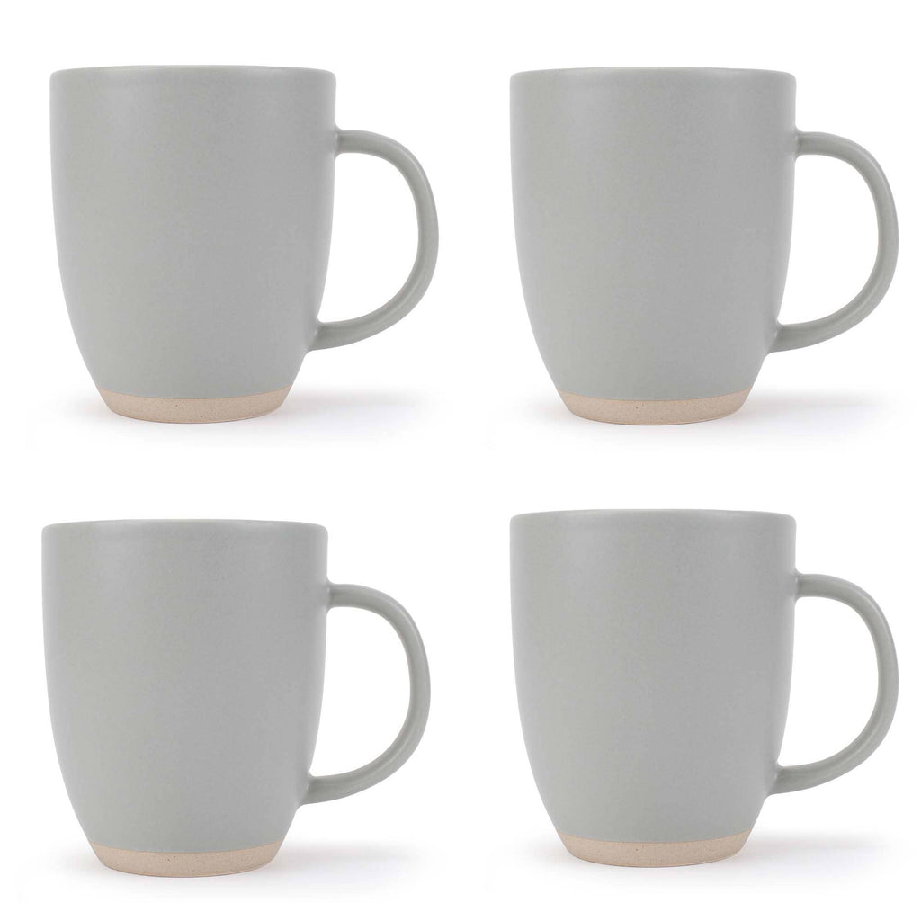 Ceramic Mugs 4-Pack Raw Textured Bottom Light-Gray