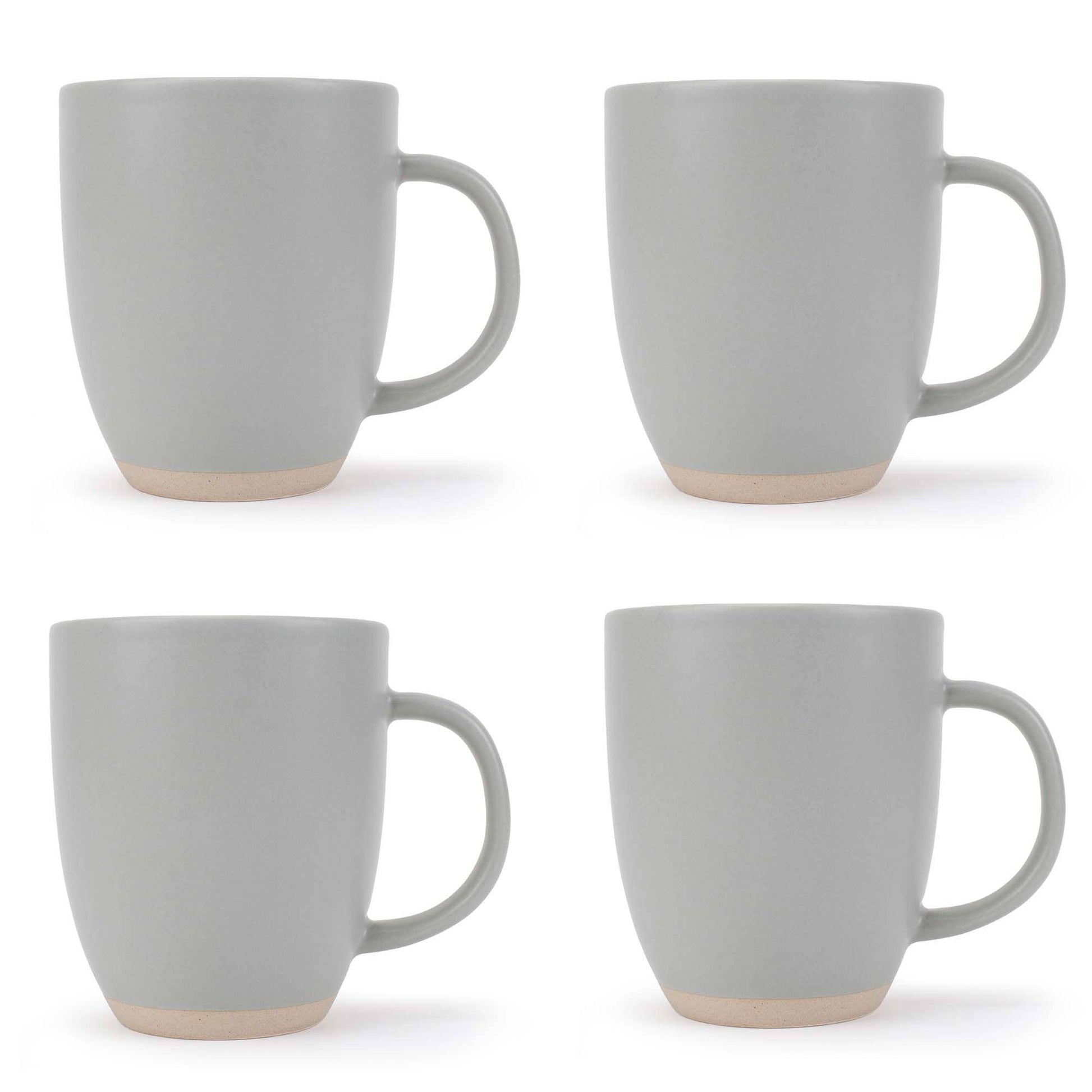 Ceramic Mugs 4-Pack Raw Textured Bottom Light-Gray