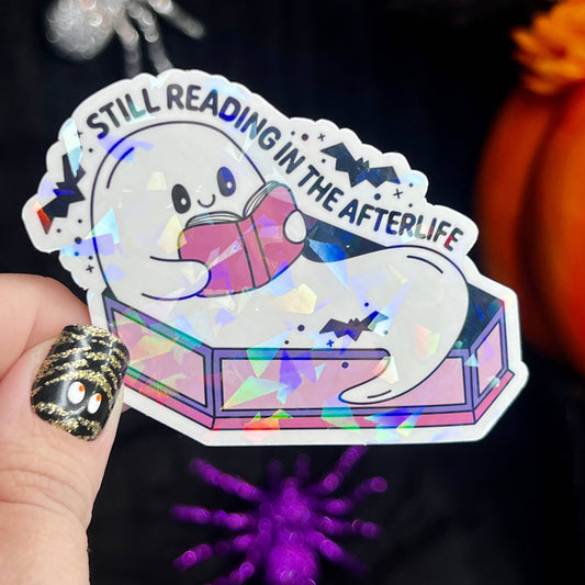 Halloween Still Reading In the Afterlife Holographic Decal