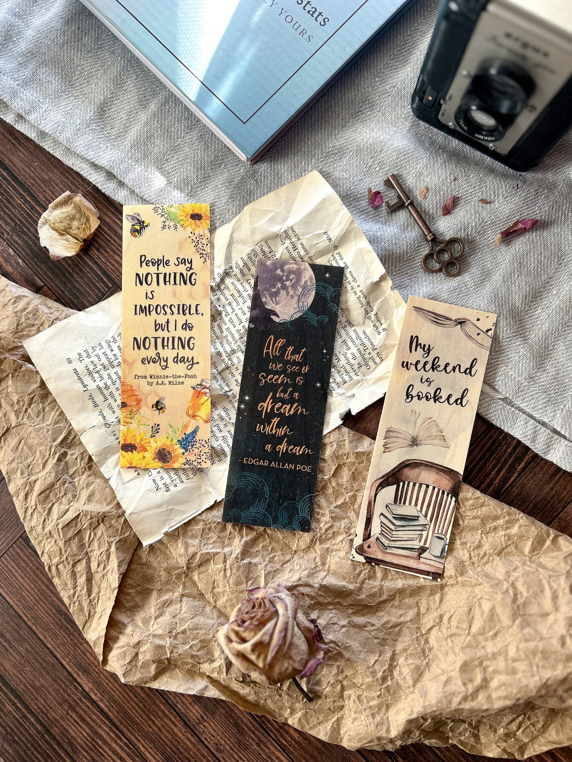 Edgar Allan Poe wooden bookmark | Literary woodmark