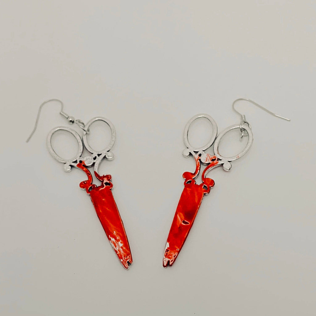 Terror Halloween Dress Up Blood Earrings: Scissors