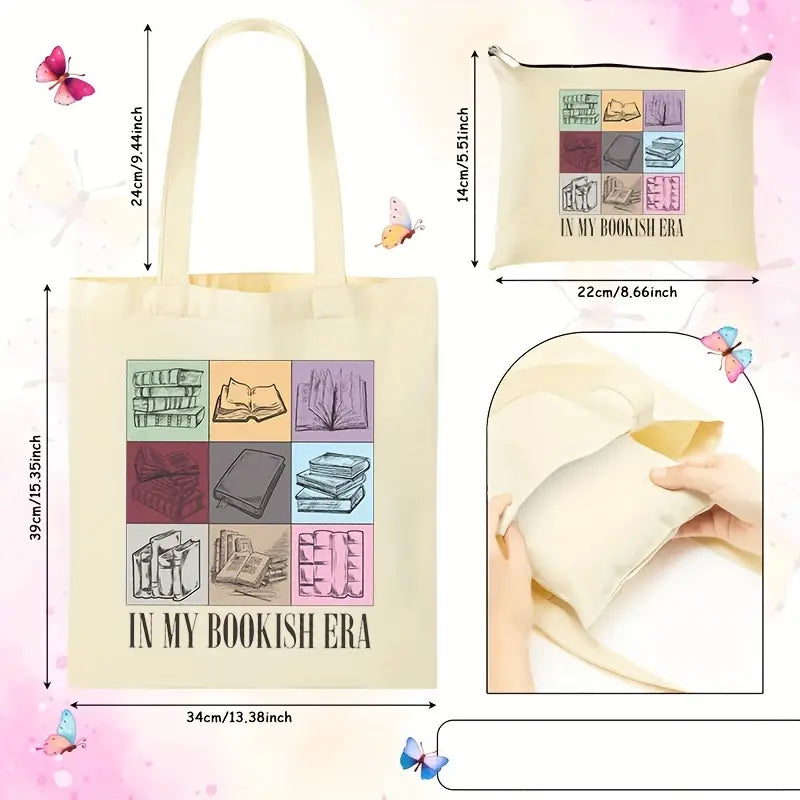 Bookish Era Print Tote Bag Set