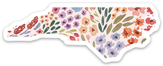 North Carolina Floral State Sticker 3.5x2in.: Countryside Blooms
