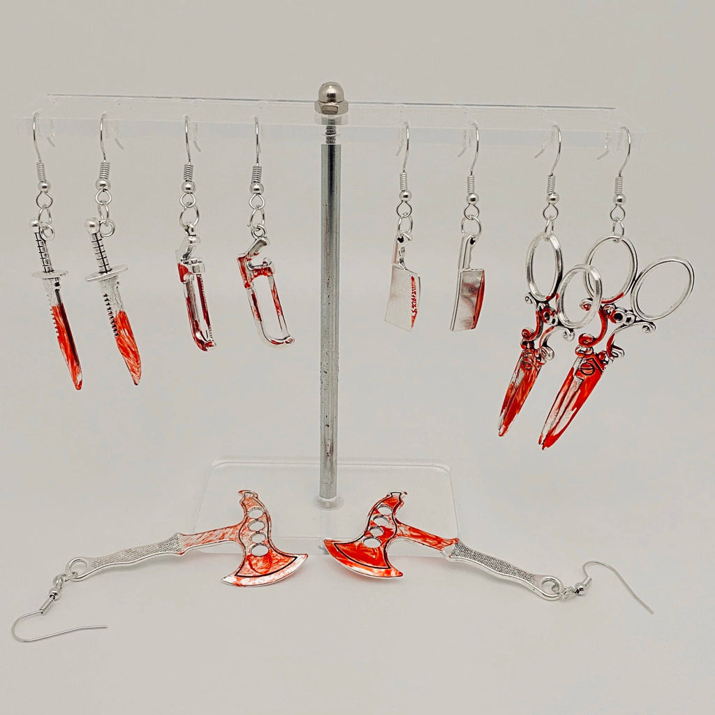 Terror Halloween Dress Up Blood Earrings: Scissors