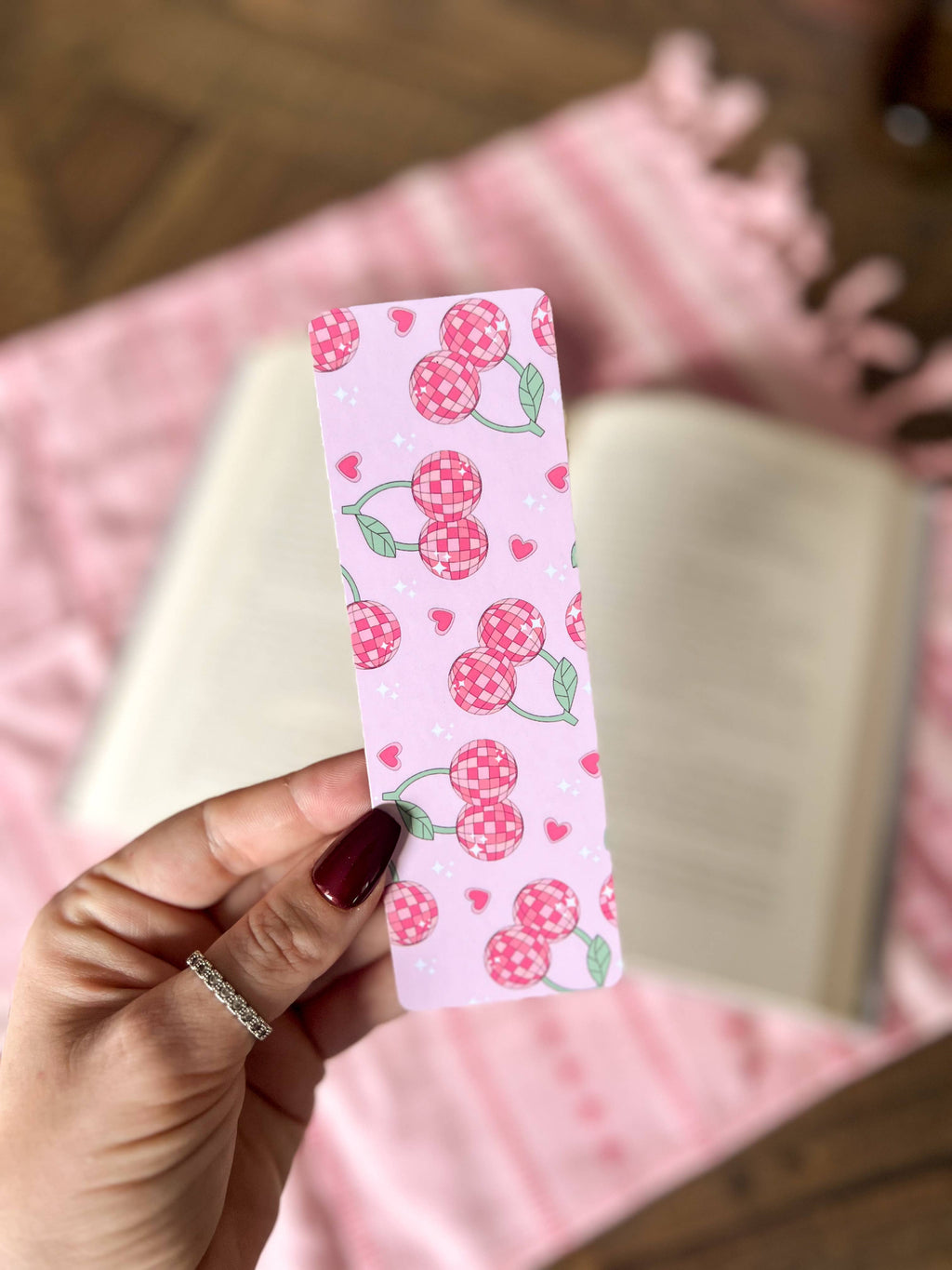 Disco Ball Cherry Bookmark: Soft Touch Matte