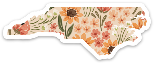 North Carolina Floral State Sticker 3.5x2in.: Sunny Poppies