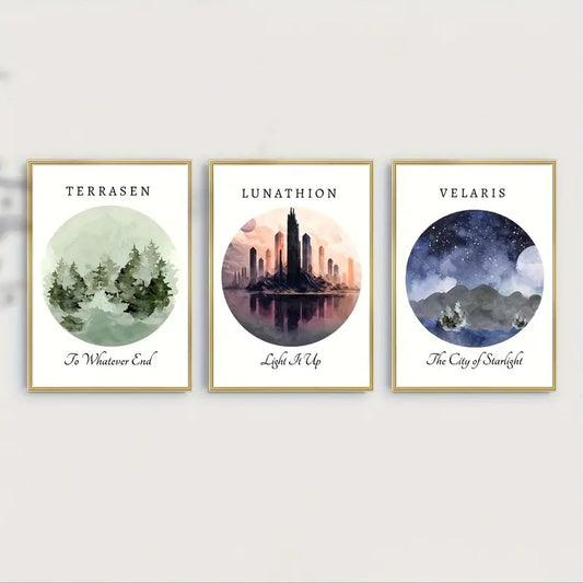 3-Piece Unframed Maasverse Watercolor Art Poster Set